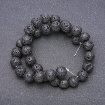 Natural Lava Stone Beads on a Strand, Diameter 12mm +/-, Length 37cm