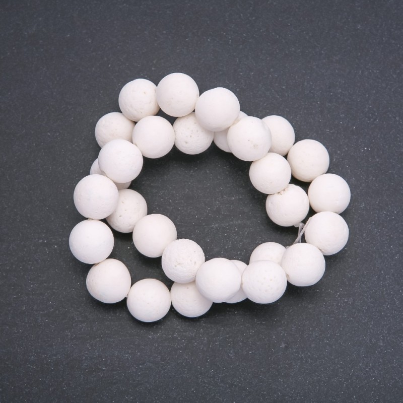 Porous White Coral Beads Round 14mm, 39 cm strand