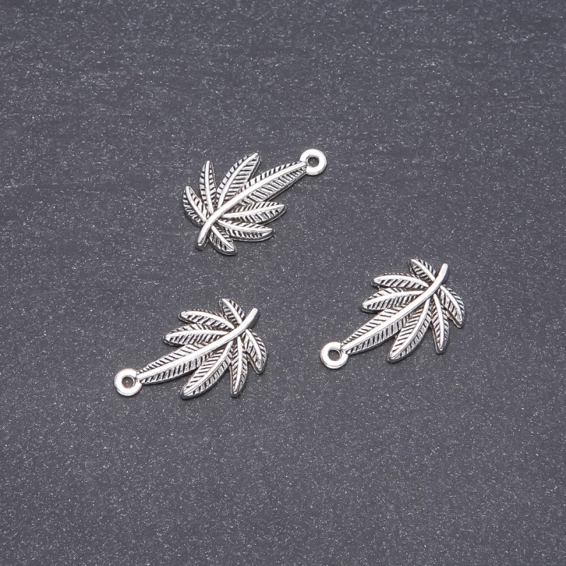 Hemp Leaf Pendant Finding 15x23mm, 20g pack +/-10pcs