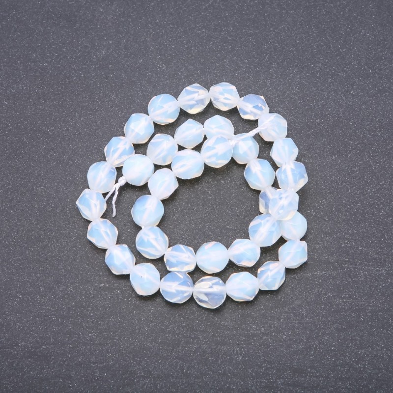 Beads Moonstone (Synthetic) Faceted, diameter 8x10mm, strand length 40cm