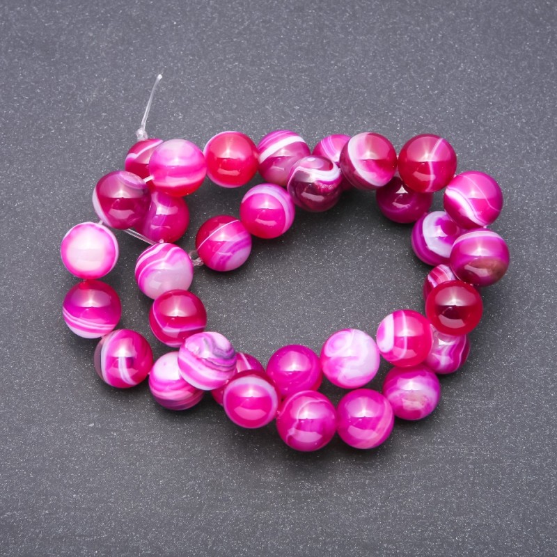 Beads Eye Agate Light Raspberry, diameter 12mm, strand length 37cm