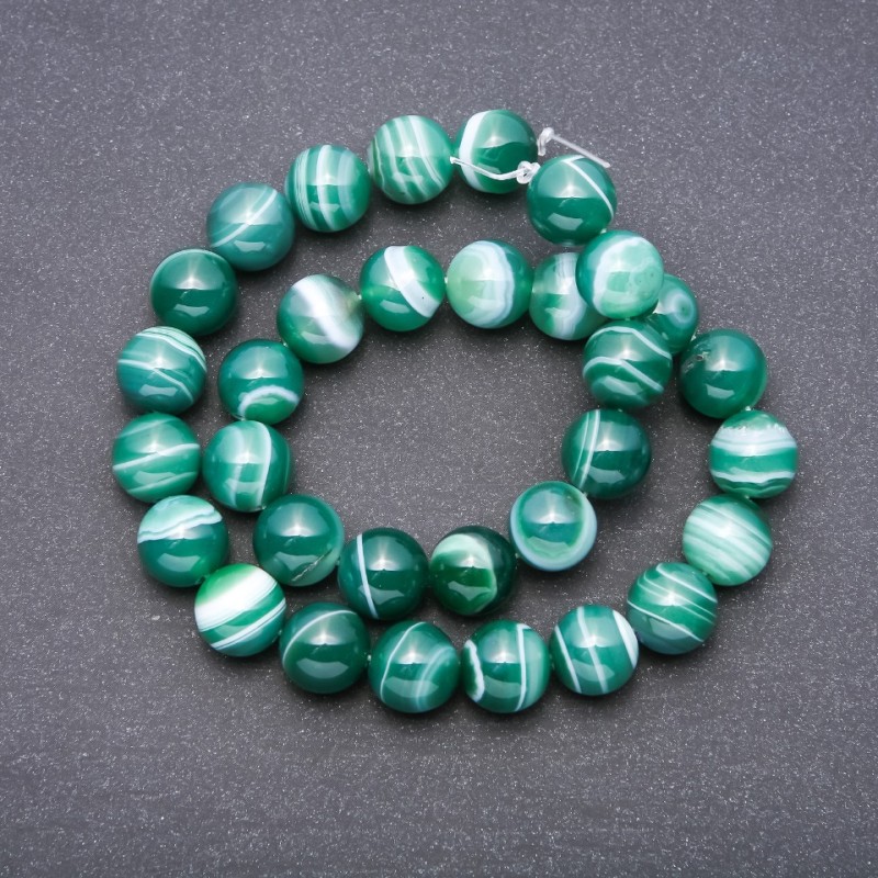 Green Eye Agate Beads, diameter 12mm, strand length 37cm