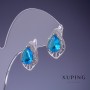 Xuping Earrings with Light Blue Crystals 17x12mm Rhodium