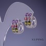 Xuping Earrings with Multicolor Stones 9x17mm Rhodium