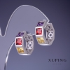 Xuping Earrings Multicolor Crystals 18x7mm Rhodium