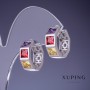 Xuping Earrings Multicolor Crystals 18x7mm Rhodium