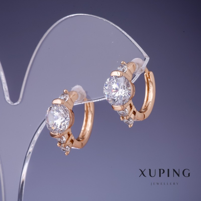 Xuping Earrings with White Crystals 17x8mm "18K Gold Plated"
