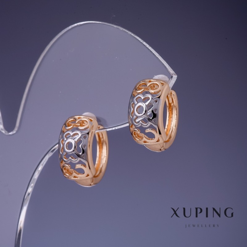 Xuping Earrings 8x15mm "18K Gold Plated", Rhodium