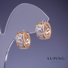 Xuping Greek Pattern Earrings 13x7mm "18K Gold Plated", Rhodium