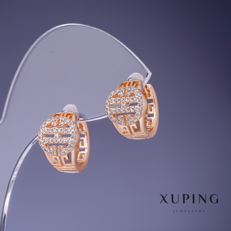 Xuping Earrings 13x10mm "18K Gold Plating" with White Rhinestones