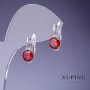 Xuping Earrings with Red Crystals 16x8mm Rhodium