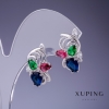 Xuping Earrings with Multicolor Crystals 20x14mm Rhodium