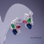 Xuping Earrings with Multicolor Crystals 20x14mm Rhodium