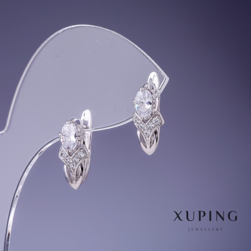 Xuping Tulip Earrings 15x8mm Rhodium