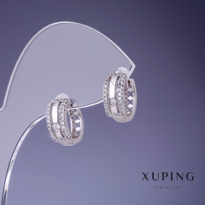 Xuping Earrings 5x12mm Rhodium