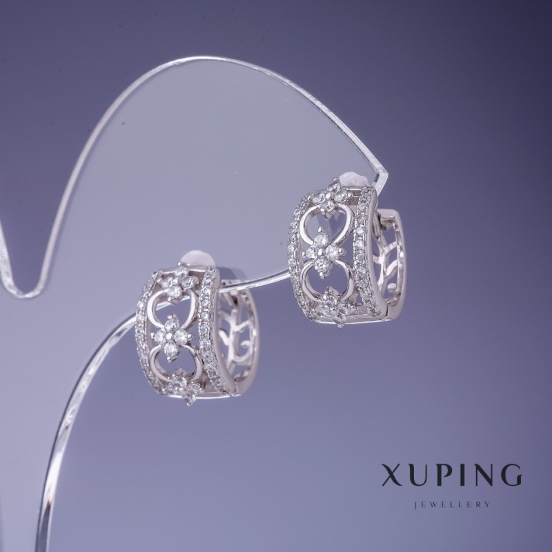 Xuping Earrings Filigree 13x8mm Rhodium