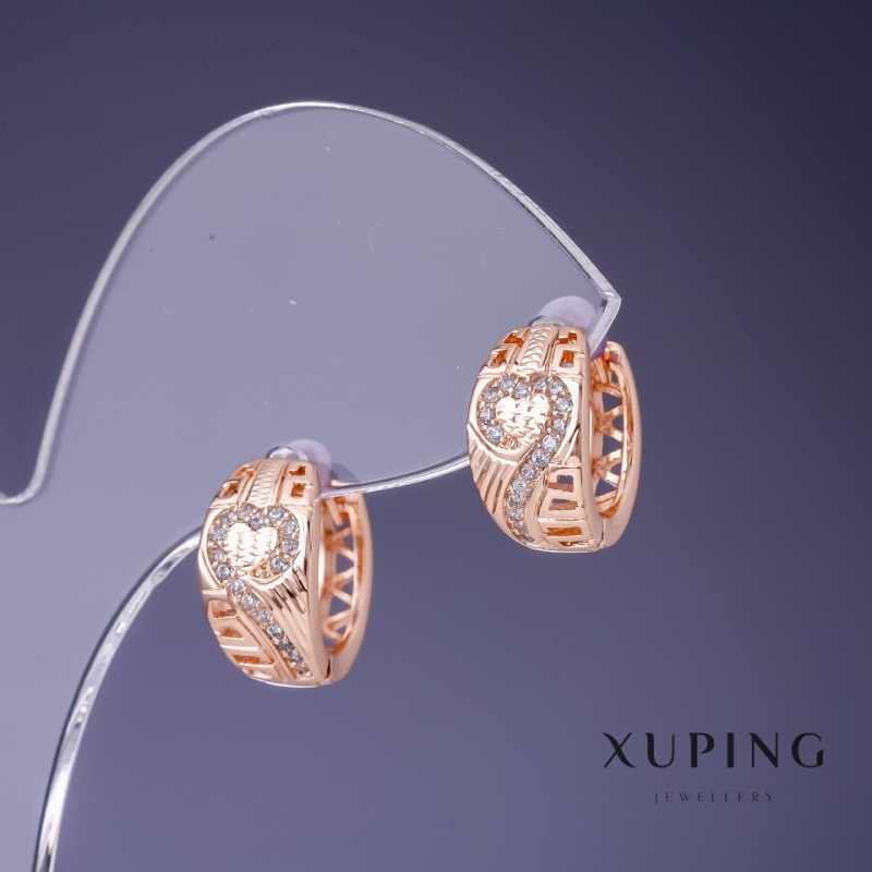Xuping Earrings 15x8mm "18K Gold Plated" with White Rhinestones