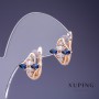 Xuping Earrings with White and Blue Stones 14x13mm "18K Gold Plated"