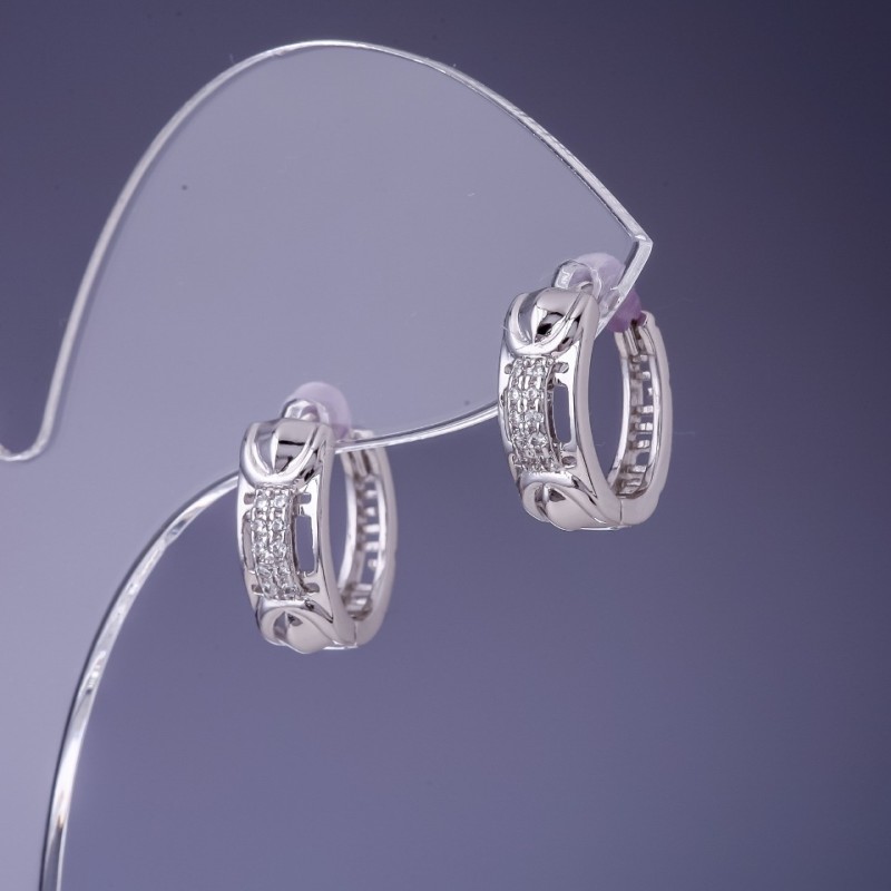 Xuping Earrings 6x14mm Rhodium with White Rhinestones