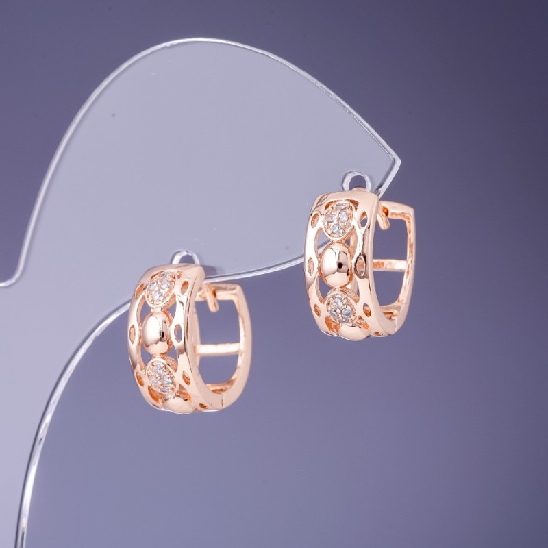 Xuping Earrings 7x14mm "18K Gold Plated" with White Rhinestones