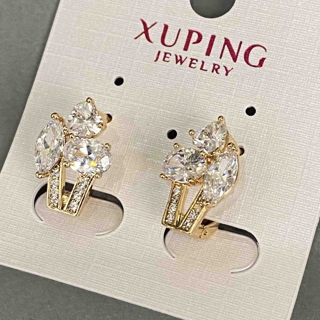 Xuping Earrings with White Zircons 17x11mm "18K Gold Plated"