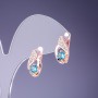 Blue Crystal Earrings 16x7mm Gold-Tone Metal