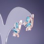Earrings with Light Blue Crystals 19x12mm, Gold-Tone Metal