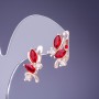 Red Crystal Earrings 19x12mm Gold-Tone Metal