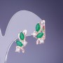 Earrings with Green Crystals 19x12mm, Gold-Tone Metal