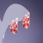Earrings with Red Crystals 19x10mm, Gold-Tone Metal
