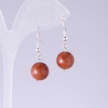 Aventurine "Golden Sand" Ball Earrings, 14mm Diameter