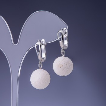 Earrings 'Pod-like White Coral' Elegant, diameter 14mm
