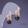Xuping Earrings Black Zircon 18x9mm "18K Gold Plated"