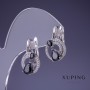 Xuping Earrings 20x12mm Rhodium with Black Stone