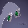 Xuping Earrings Cubic Zirconia Green Emerald 12x16mm Rhodium