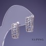 Xuping Earrings 16x18mm Rhodium with White Crystals