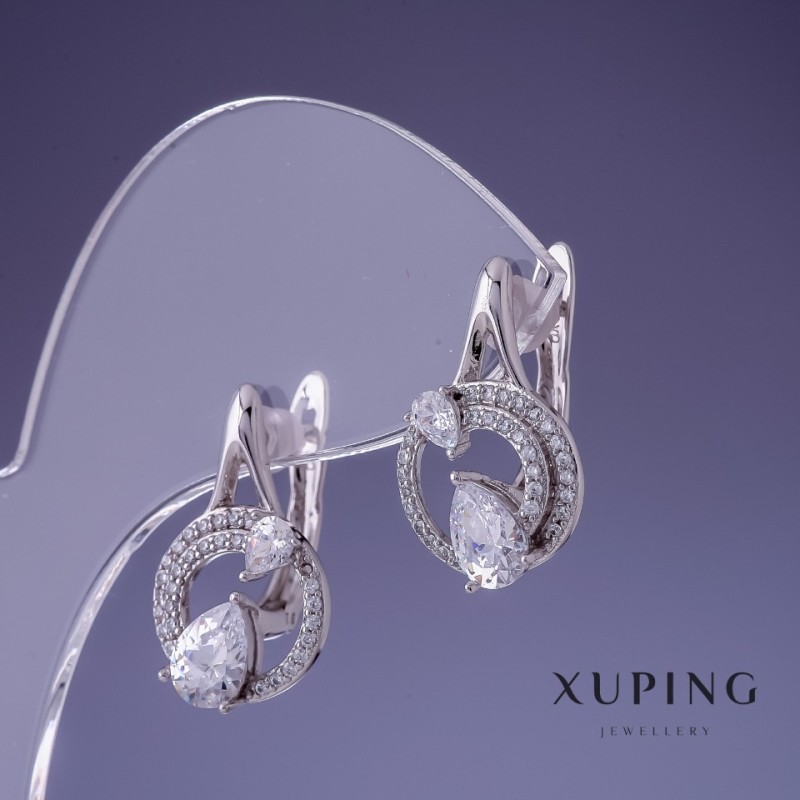 Xuping Earrings 20x12mm Rhodium