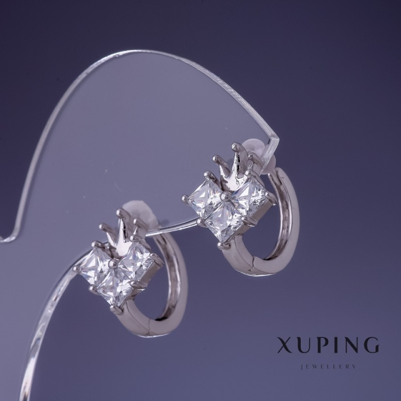 Xuping Crown Earrings 12x14mm Rhodium