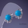 Xuping Earrings with Light Blue Majorca Pearl 14x16mm Rhodium