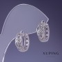 Xuping Earrings 6x14mm Rhodium with White Rhinestones