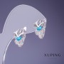 Xuping Earrings 14x11mm Rhodium with Turquoise Crystals