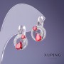 Xuping Earrings 13x21mm Rhodium with Red Stone