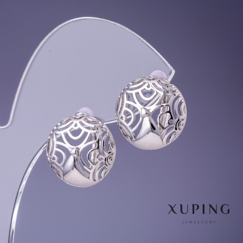 Xuping Earrings 15mm Rhodium
