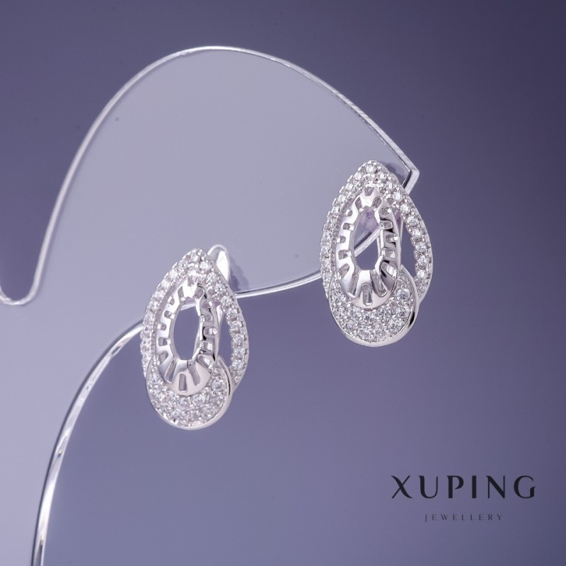 Xuping Earrings 10x17mm Rhodium