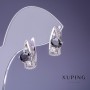 Xuping Earrings 17x8mm Rhodium with Black Stone