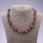 Necklace Natural Rhodonite Chip Stone, 8mm Diameter, 45cm+/- Length with Extension Chain