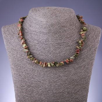 Natural Bloodstone (Heliotrope) Chip Necklace, 8mm Diameter, 45-50cm Length with Extension Chain