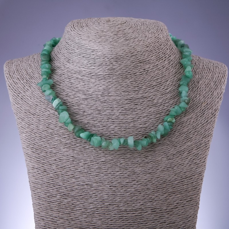 Necklace of Natural Jade Chip, 8mm diameter, 45cm length
