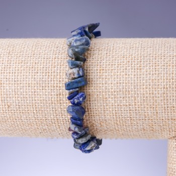 Lapis Lazuli Bracelet, Natural Stone Chips, Diameter 9x4mm+/-, Length 18cm+/- (Stretch)