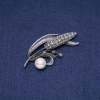 Sale! Wheat Ear Brooch Pendant with White Pearls "Majorca" 68x30mm